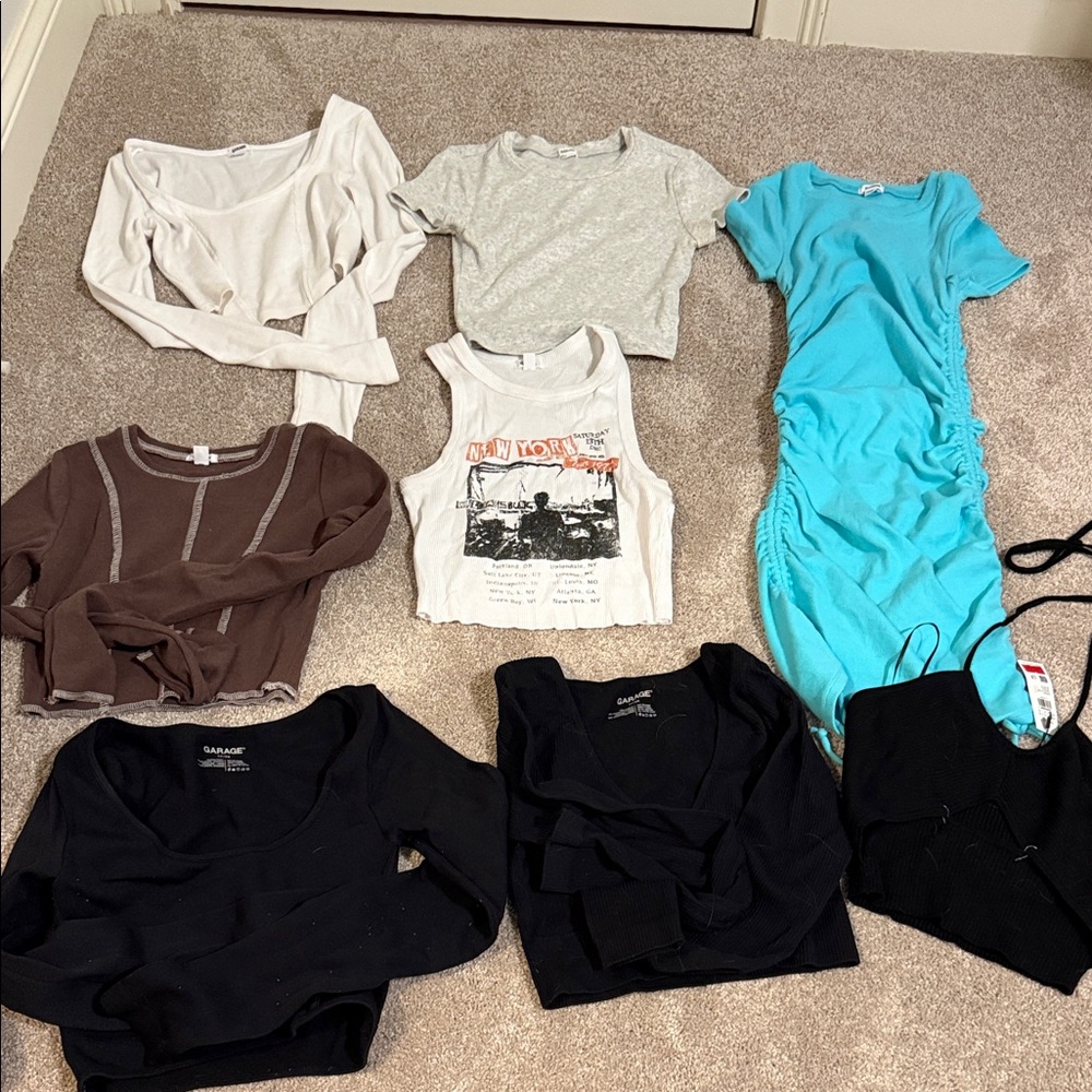 Garage Women's Short Sleeve Tops - Black, White, Brown, Blue